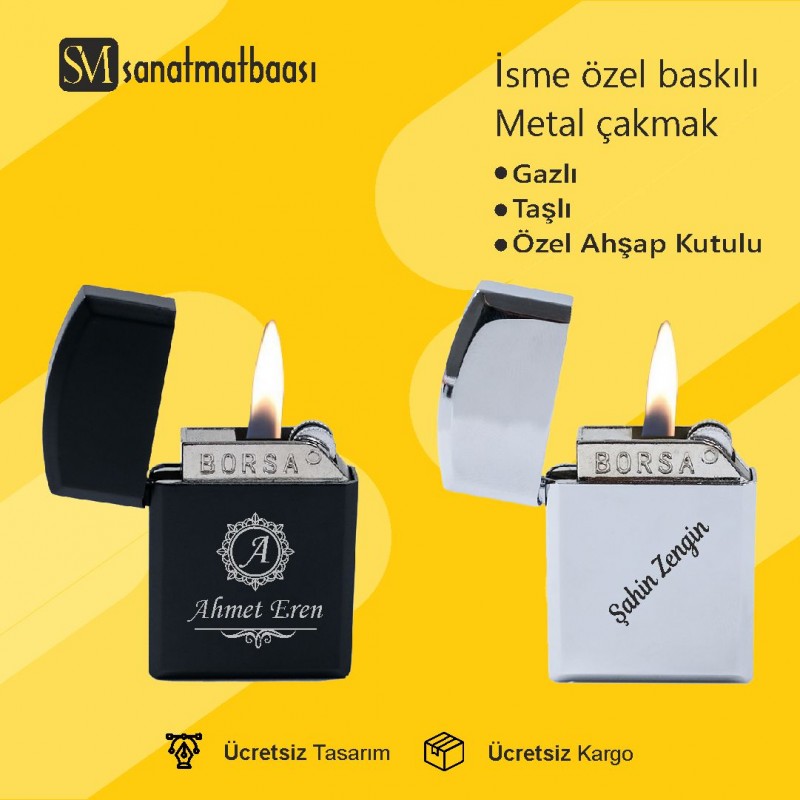 Borsa İnce Gazlı Metal Çakmak