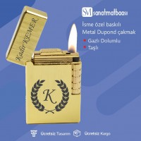 Dupond Taşlı Gold Metal Çakmak