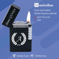 Dupond Taşlı siyah Metal Çakmak