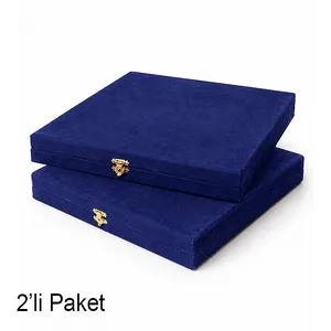 Kadife Tabak Plaket Kutusu 28x28cm - 2'li Paket SKPL32