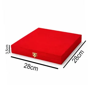 Kadife Tabak Plaket Kutusu 28x28cm - 2'li Paket SKPL32