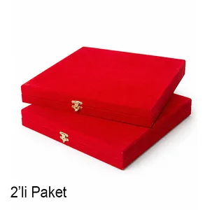Kadife Tabak Plaket Kutusu 28x28cm - 2'li Paket SKPL32